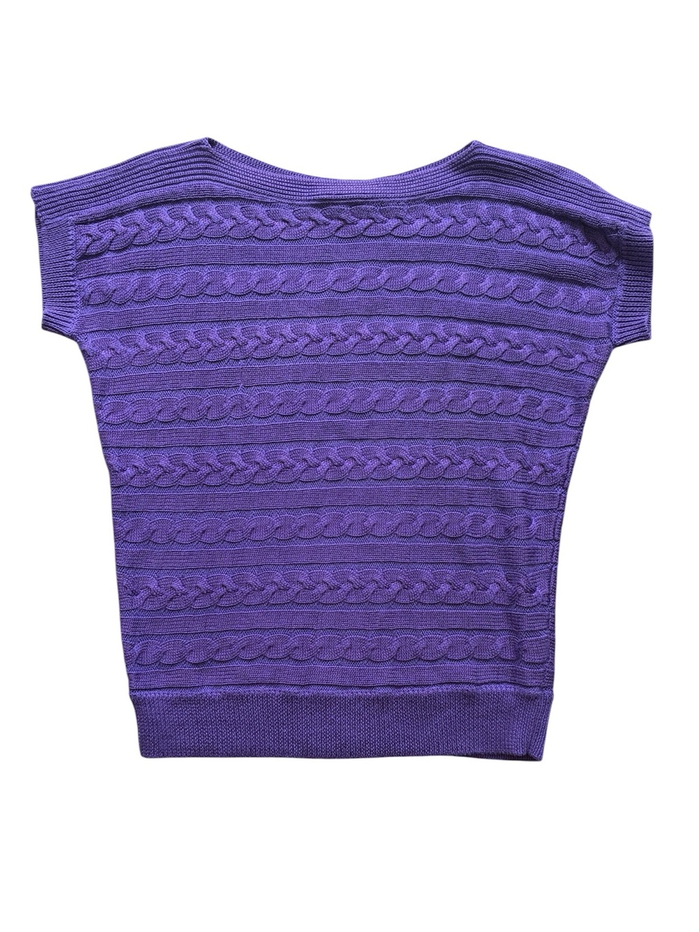 Ralph Lauren LRL Women's Purple Short Sleeve Cable Knit Sweater Size XS
